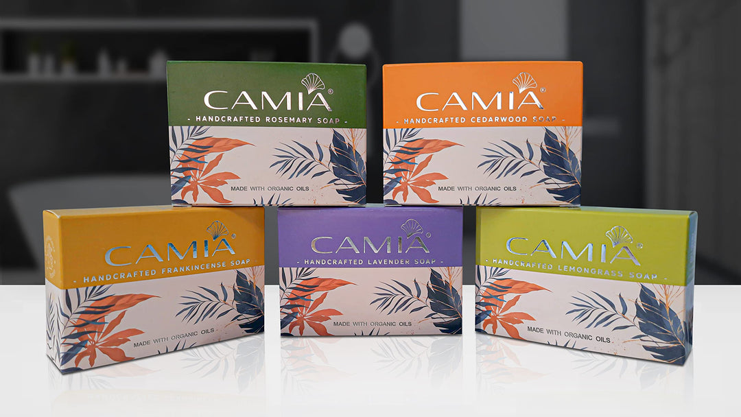 CAMIA Hand Crafted Cold Pressed Organic Lavender, Rosemary, Lemongrass, Cedarwood and Frankincense Soap