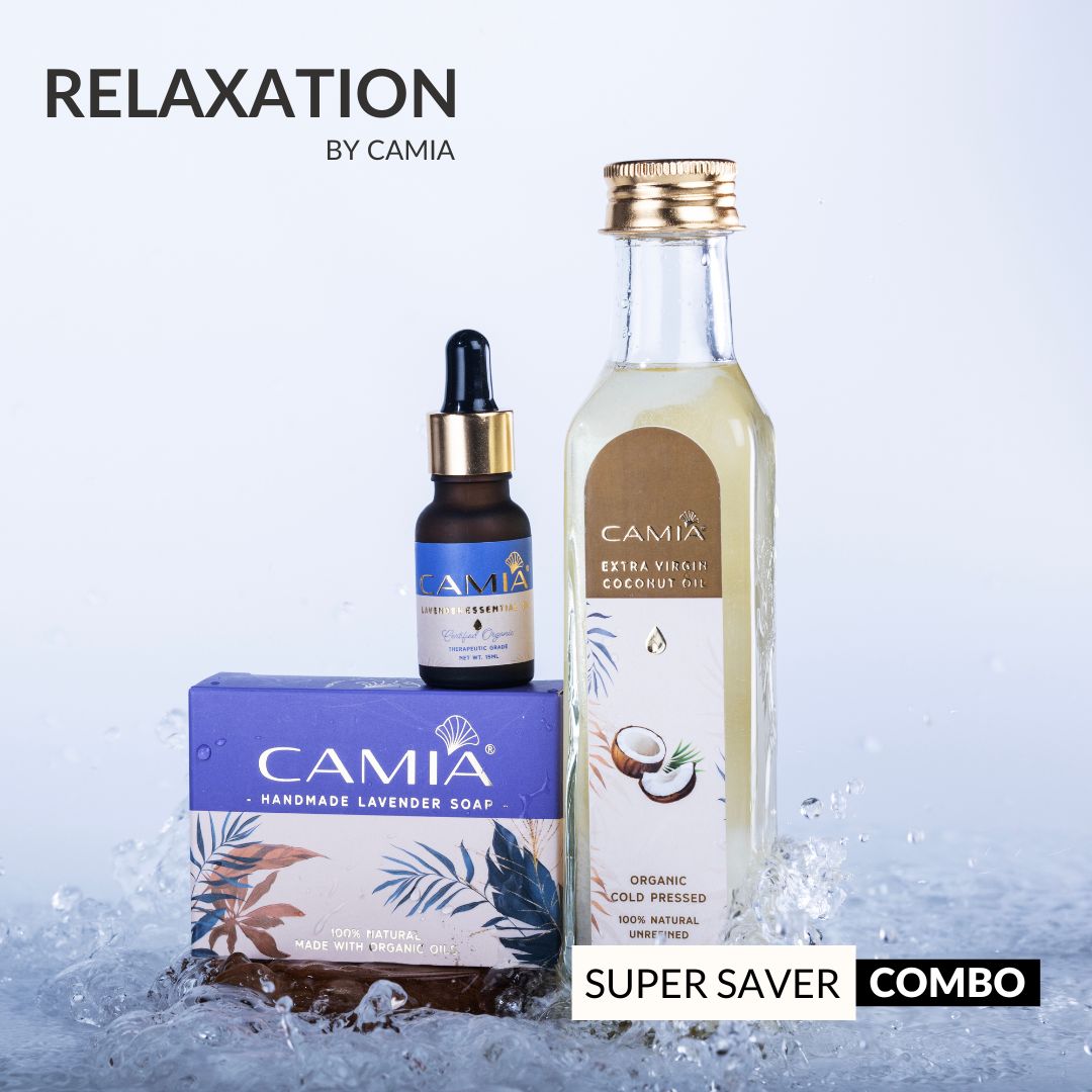 Relaxation Super Saver Combo - Coconut Oil, Lavender Soap & Oil