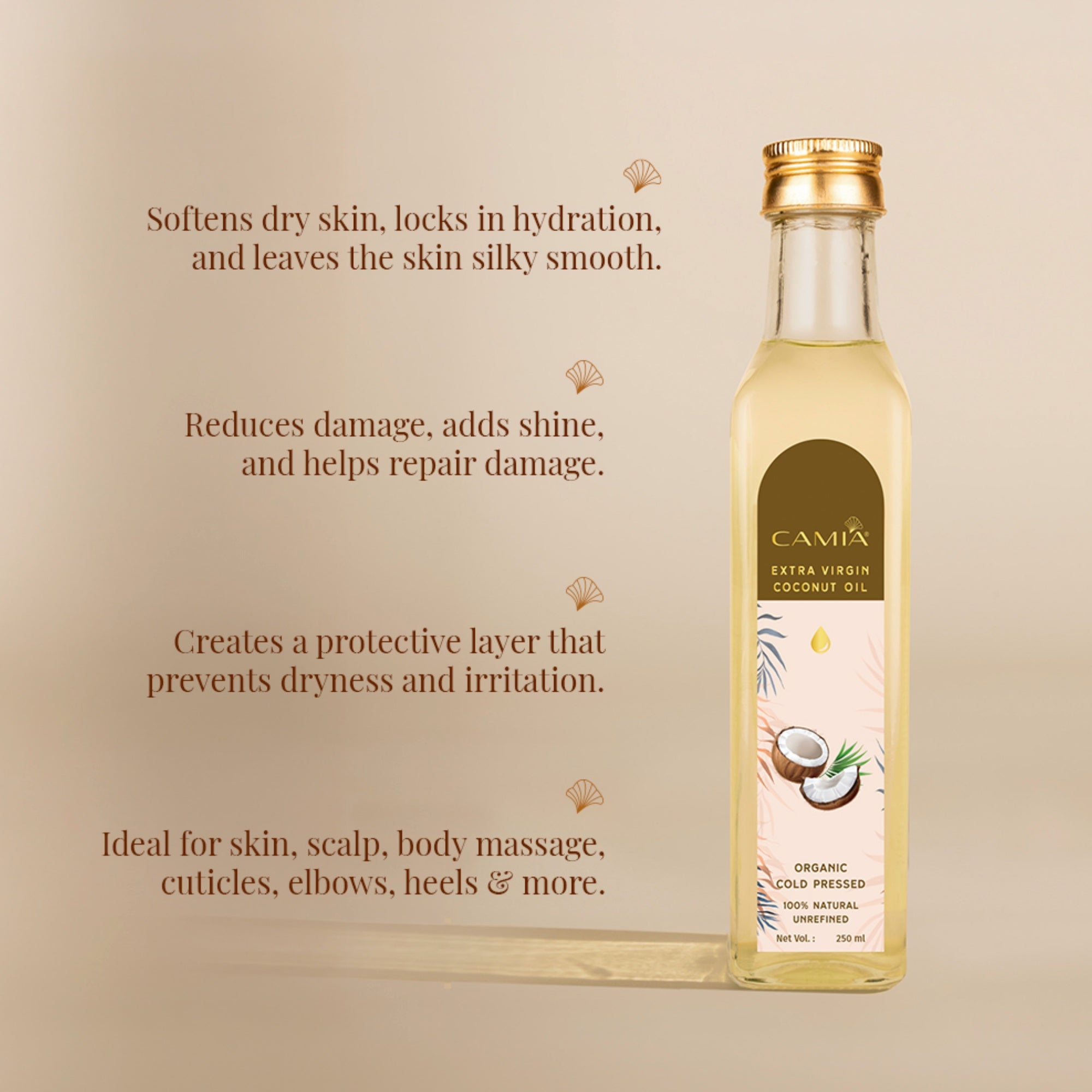 Cold Pressed Coconut Oil Extra Virgin 250ML - Pack of 3