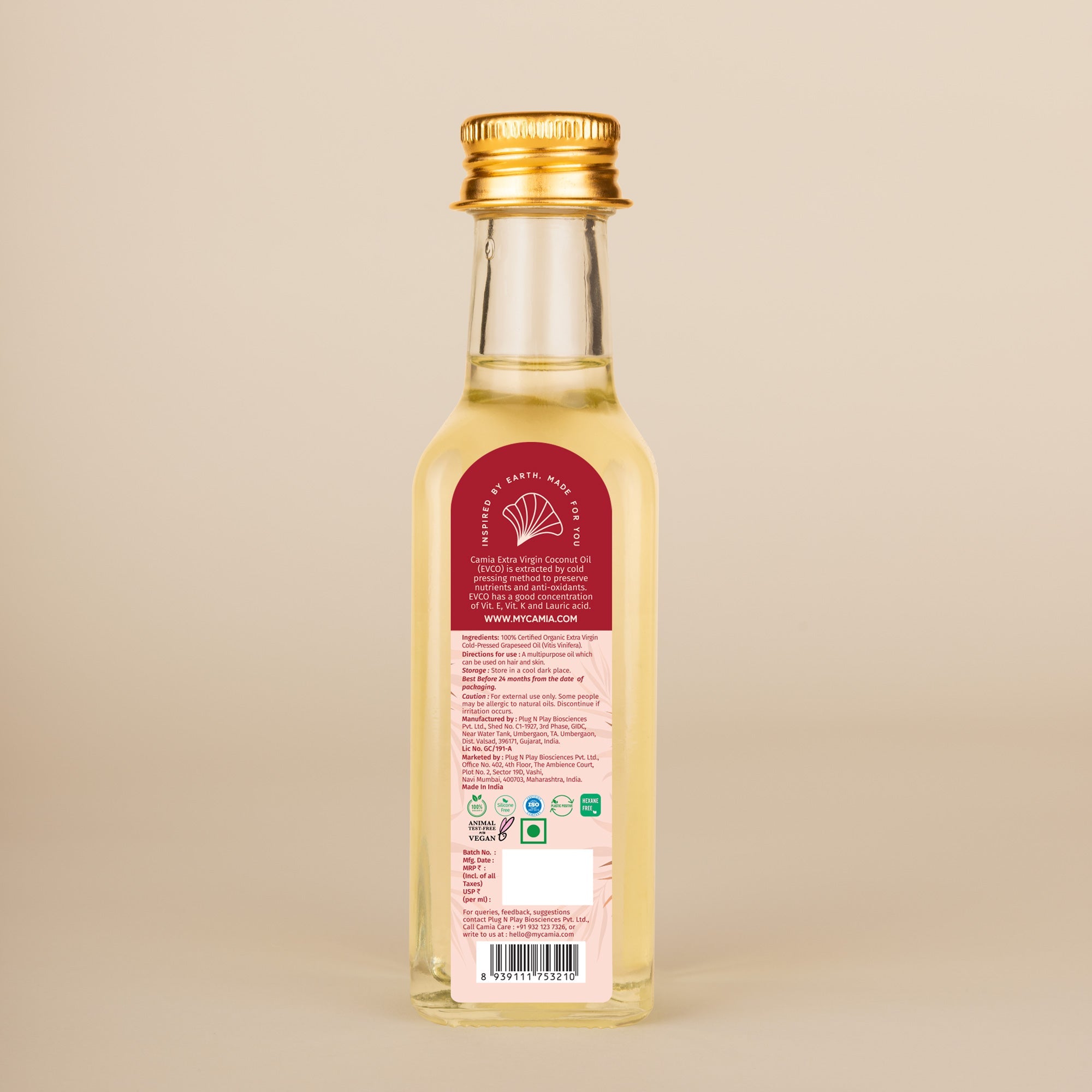 Cold Pressed Grapeseed Oil Extra Virgin