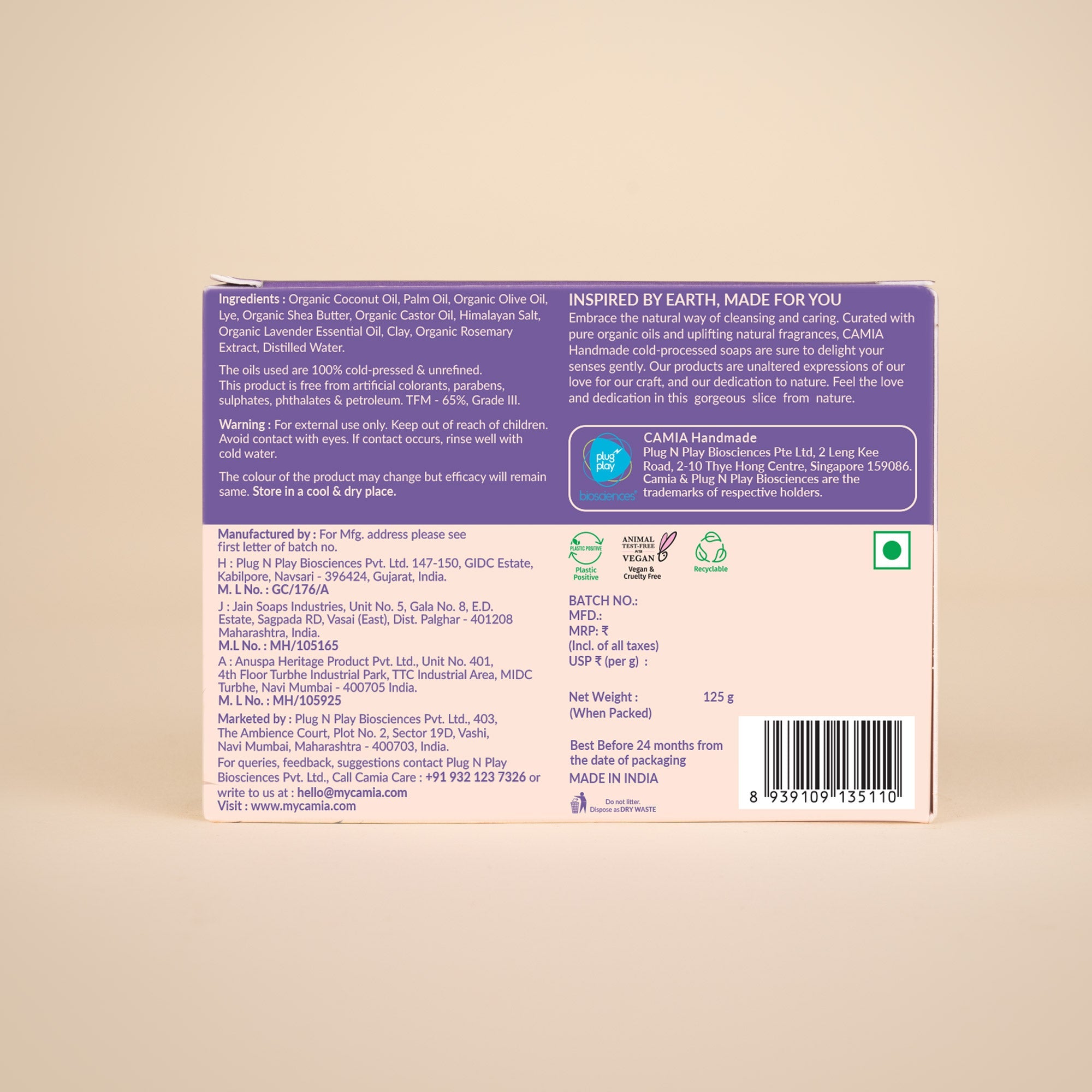 Handmade Cold Processed Organic Lavender Soap