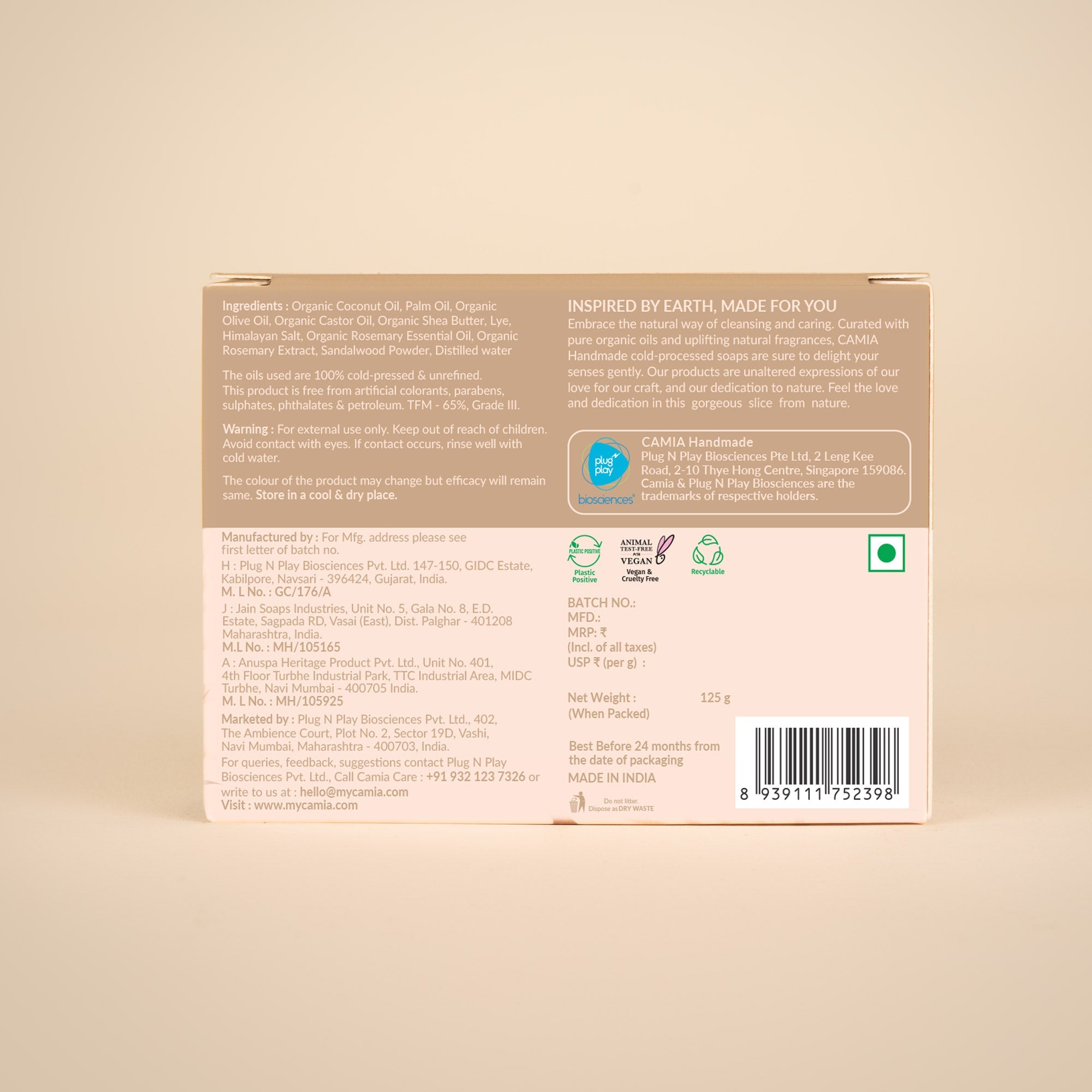 Handmade Cold Processed Luxury Organic Sandalwood Soap